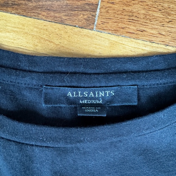 All Saints Black T-shirt with Ruffle Sleeves Medium. - Picture 3 of 3